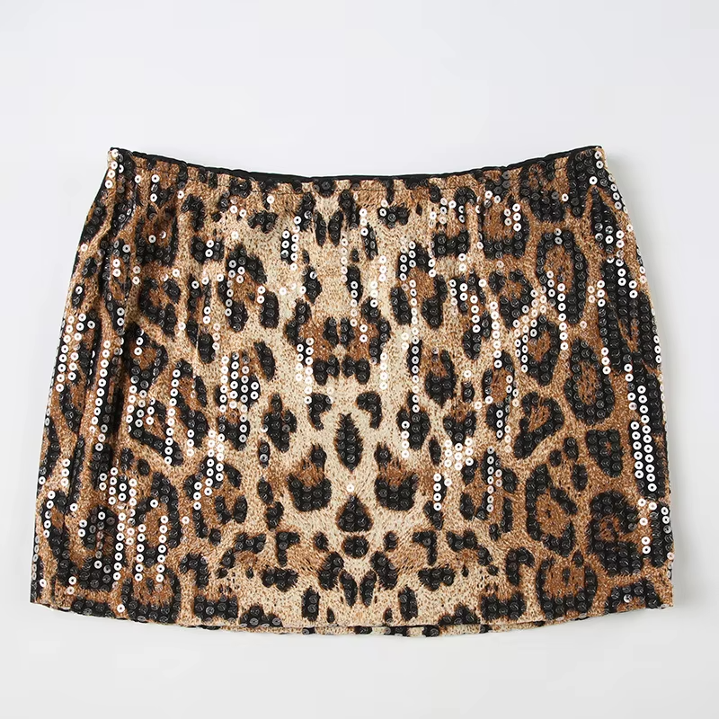 mini jupe leopard à paillette