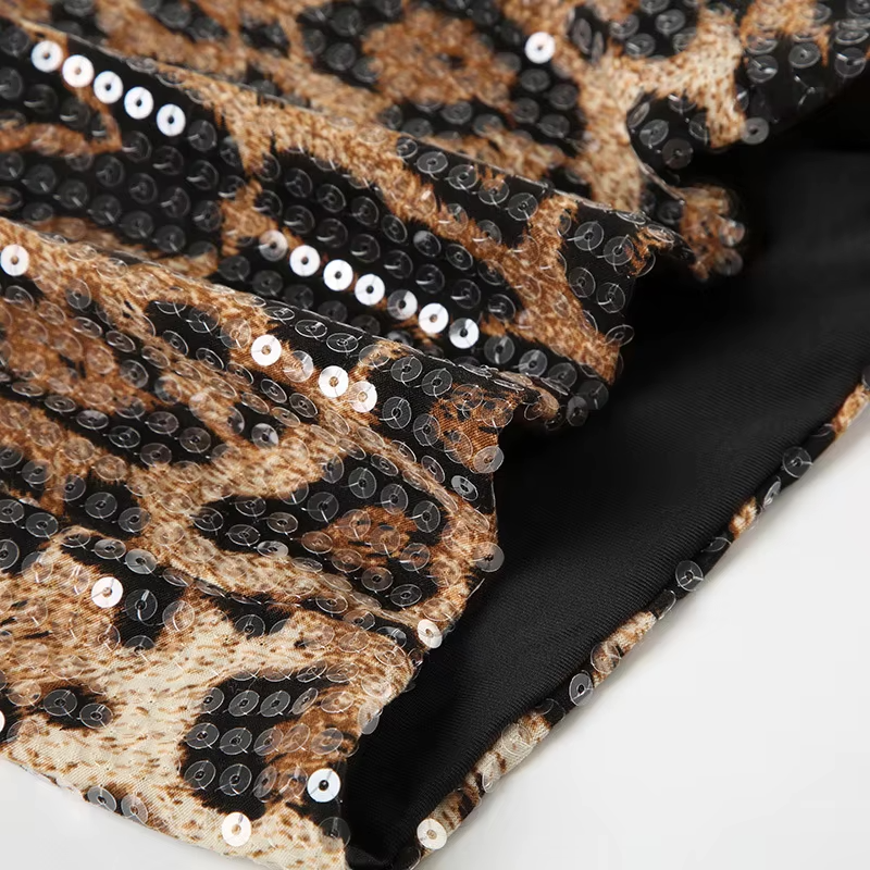 mini jupe leopard à paillette
