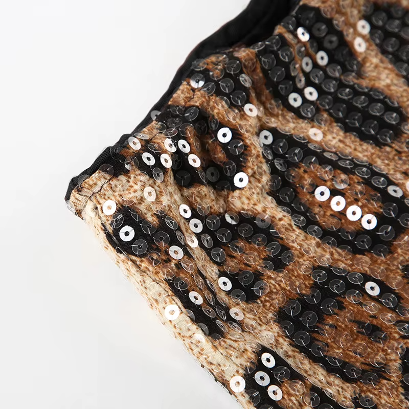 mini jupe leopard à paillette